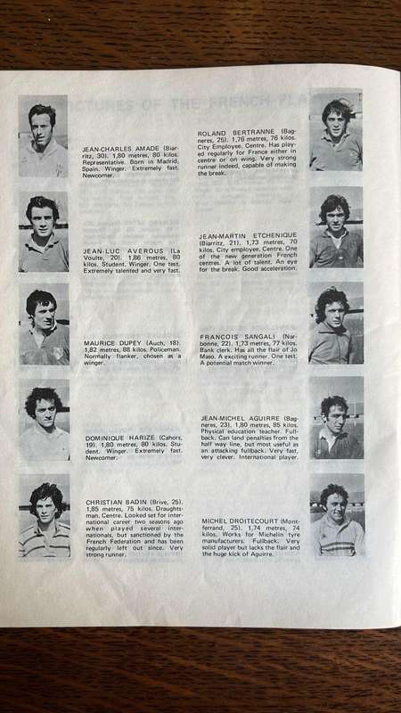 1975 1st Test South Africa vs France in Bloemfontein Signed Programme, details below