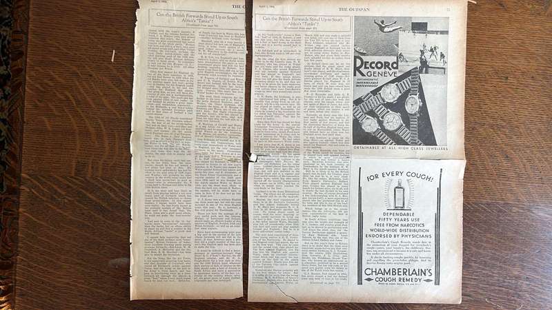 1938 British Lions Tour The Outspan Newspaper Articles, details below