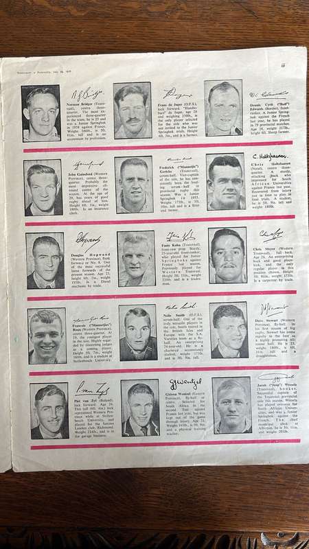 1959 Junior Springboks Souvenir Album, details below