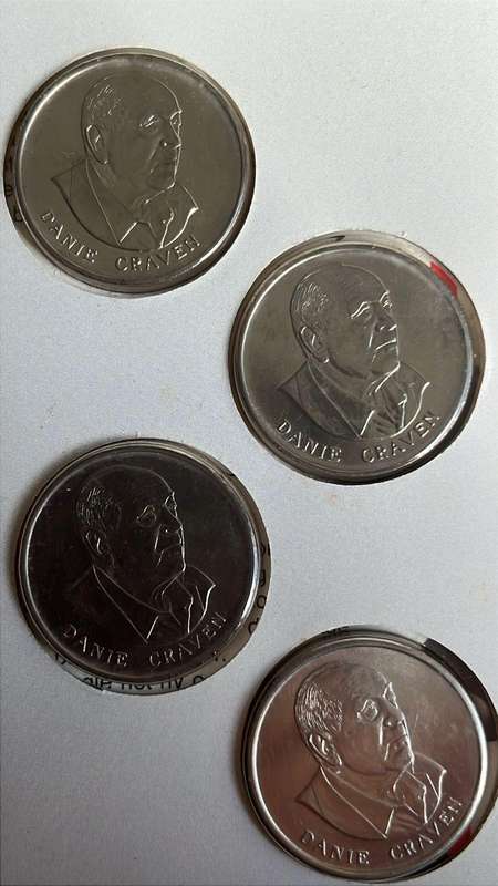 Danie Craven 50 Years 4 Minted Medallions, details below