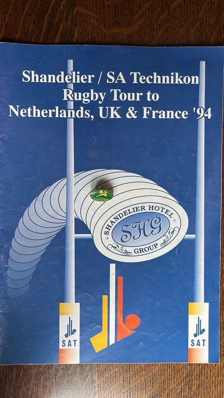 1994 European Tour by SA Technikon Brochure & Springbok Pin, details below
