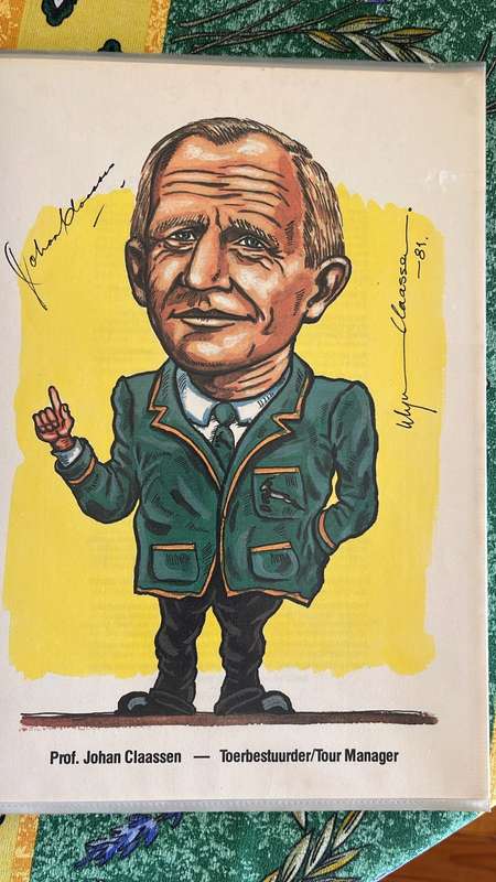 1981 Springbok Squad Caricatures with Original Signatures by Wynand Claassen, Book, details below