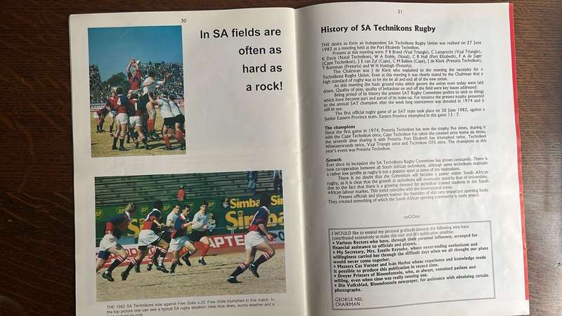 1994 European Tour by SA Technikon Brochure & Springbok Pin, details below