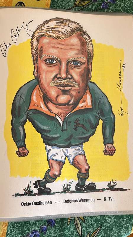 1981 Springbok Squad Caricatures with Original Signatures by Wynand Claassen, Book, details below