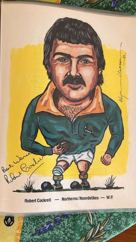 1981 Springbok Squad Caricatures with Original Signatures by Wynand Claassen, Book, details below