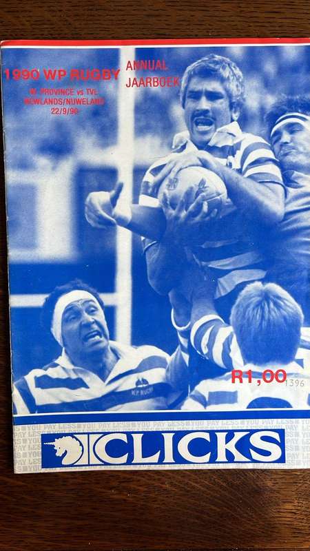 1990 Western Province vs Transvaal at Newlands Baumgarten Signed Programme, details below