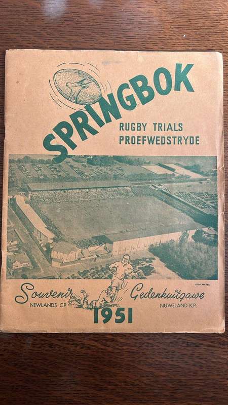1951 Springbok Rugby Trials at Newlands Souvenir Programme, Signed Pen Pictures, details below