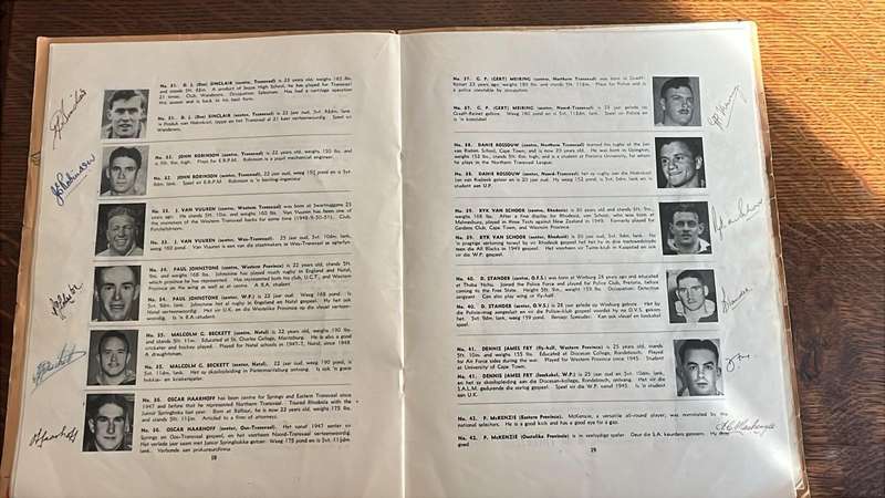1951 Springbok Rugby Trials at Newlands Souvenir Programme, Signed Pen Pictures, details below