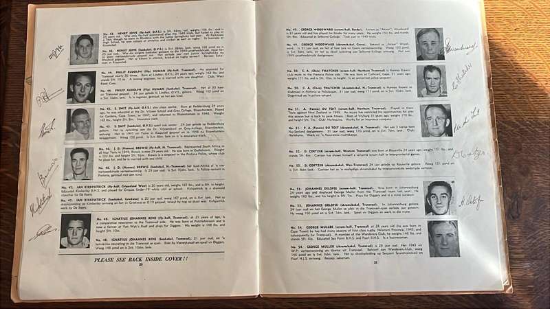 1951 Springbok Rugby Trials at Newlands Souvenir Programme, Signed Pen Pictures, details below