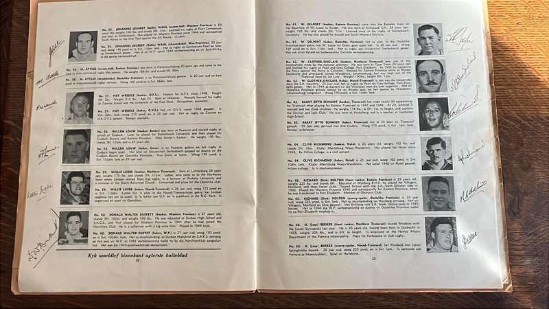 1951 Springbok Rugby Trials at Newlands Souvenir Programme, Signed Pen Pictures, details below