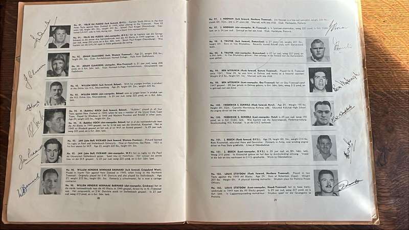 1951 Springbok Rugby Trials at Newlands Souvenir Programme, Signed Pen Pictures, details below