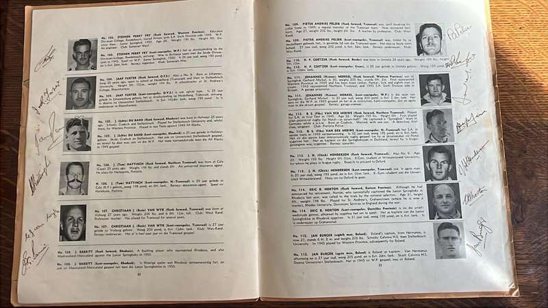 1951 Springbok Rugby Trials at Newlands Souvenir Programme, Signed Pen Pictures, details below