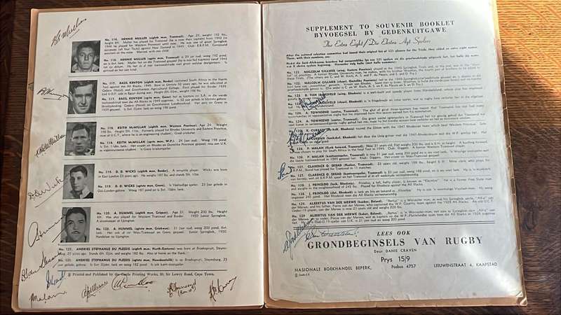 1951 Springbok Rugby Trials at Newlands Souvenir Programme, Signed Pen Pictures, details below