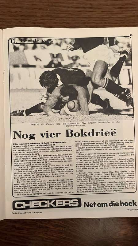 1980 British Lions Tour to South Africa Commemorative Brochure, details below