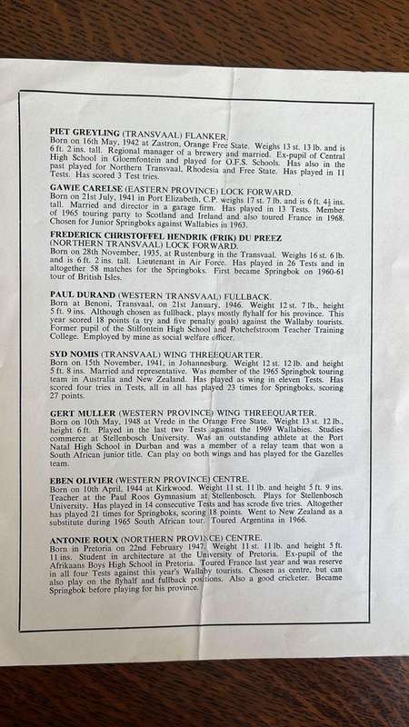 1969 Springbok Tour to Britain & Ireland Brochure & Original Signature, details below