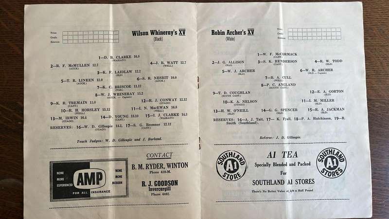 1957 N.Z. Colts Trials & 1961 All Blacks vs South Island XV Programmes, details below