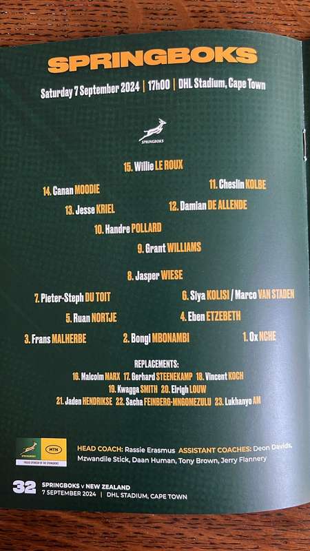 2024 Rugby Championship - Springboks vs All Blacks - 2 Games, 2 Programmes, 1 Price, details below