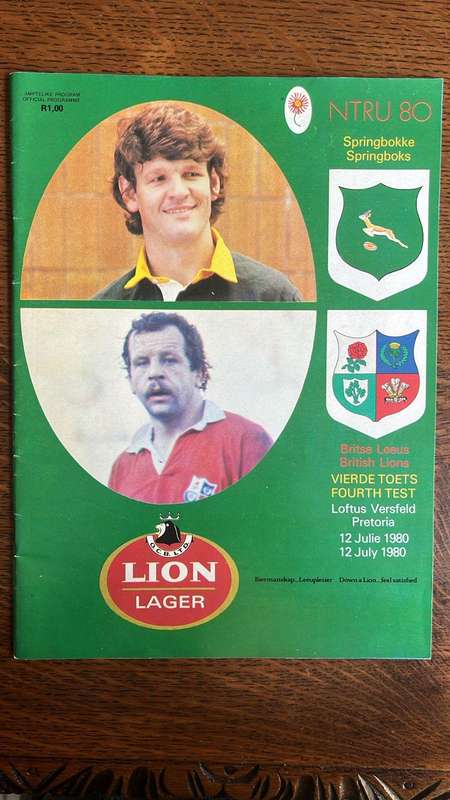 1980 Springboks vs British Lions 4th Test at Loftus Programme & An Unusual Ephemera, see bellow