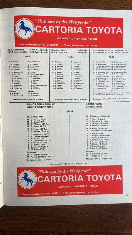 1980 Springboks vs British Lions 4th Test at Loftus Programme & An Unusual Ephemera, see bellow