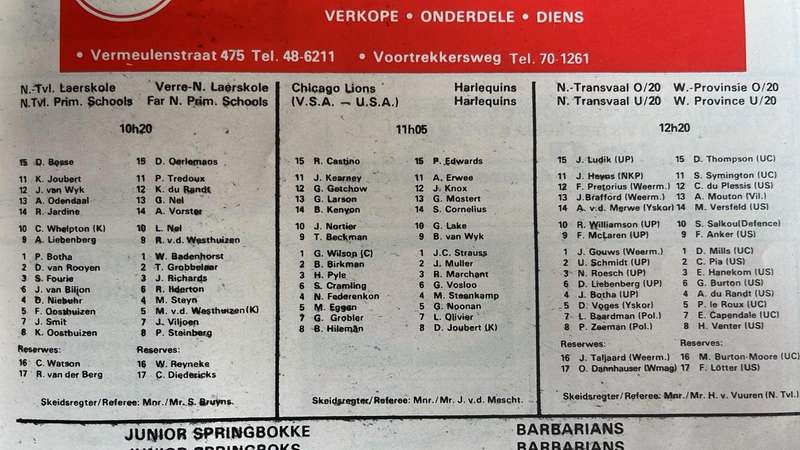 1980 Springboks vs British Lions 4th Test at Loftus Programme & An Unusual Ephemera, see bellow