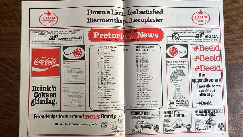 1980 Springboks vs British Lions 4th Test at Loftus Programme & An Unusual Ephemera, see bellow