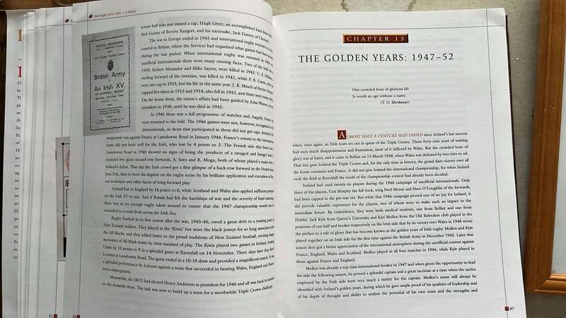 Irish Rugby 1874-1999 A History by Edmund van Esbeck, details below