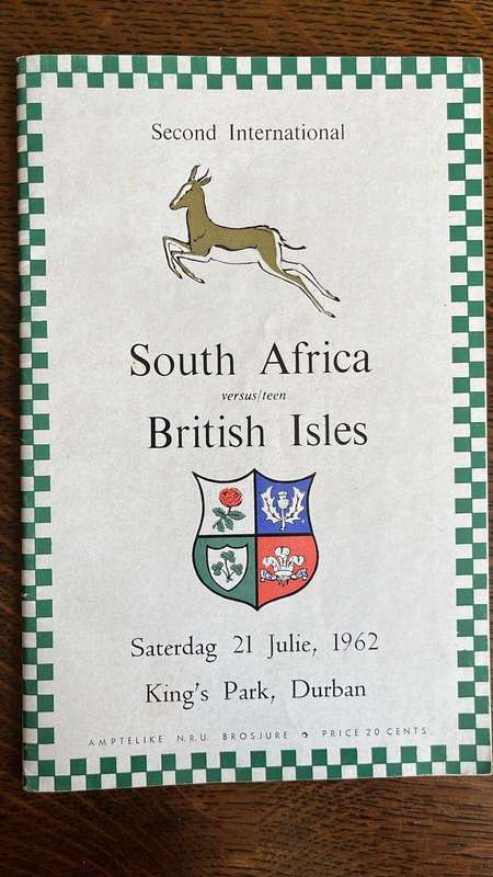 1962 South Africa vs British Isles at Kings Park Programme & Itinerary Maps x 2, details below