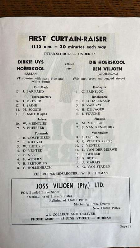1962 South Africa vs British Isles at Kings Park Programme & Itinerary Maps x 2, details below