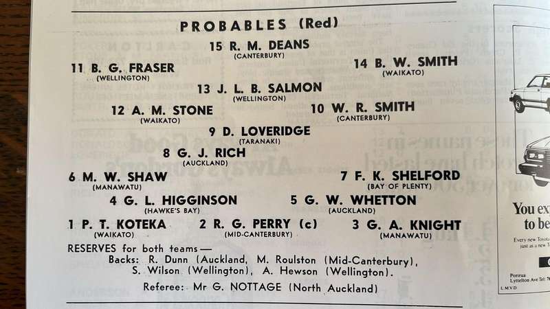 1982 All Blacks Trials at Athletic Park Programme, details below