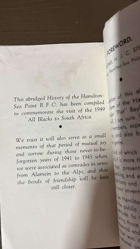 Seldom Seen...Hamilton Rugby Club Abridged History for the All Blacks, details below