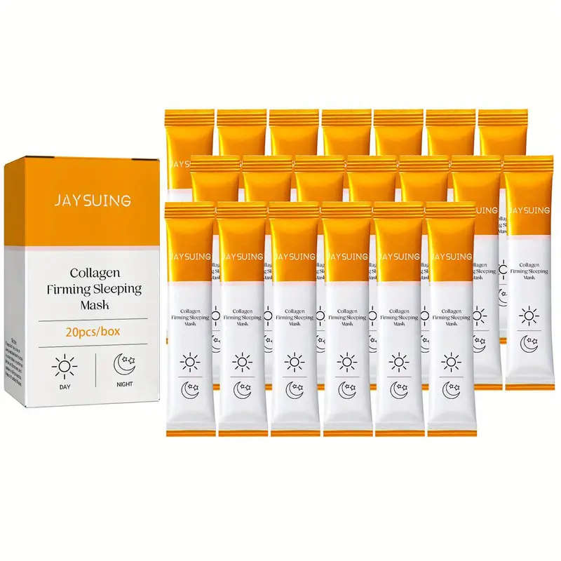 20pcs Collagen Rich Firming Sleeping Facial Mask - Hydrates, Smooths Wrinkles and Fine Lines