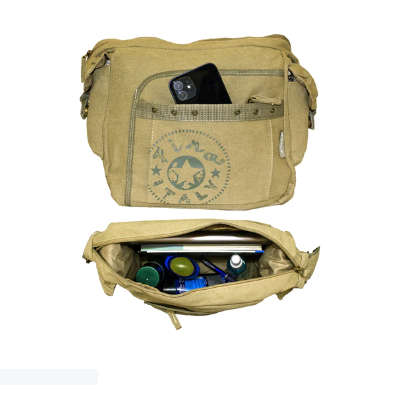 Retro Canvas / Messenger Bag in Khaki