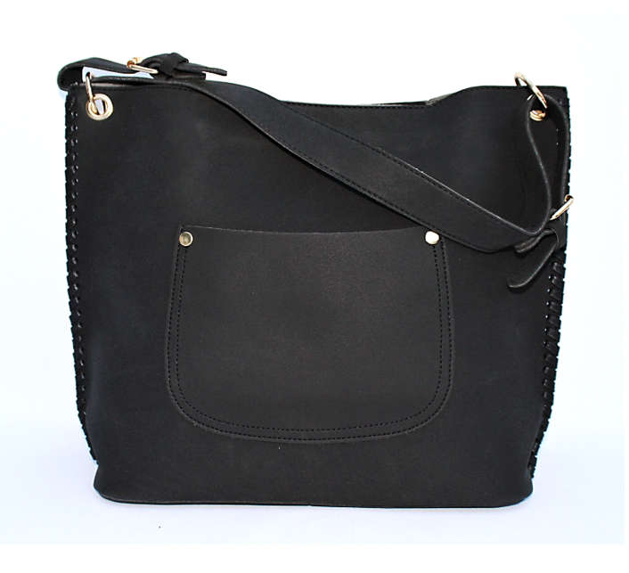 2 Piece Faux Suede Tote Bag with Vanity