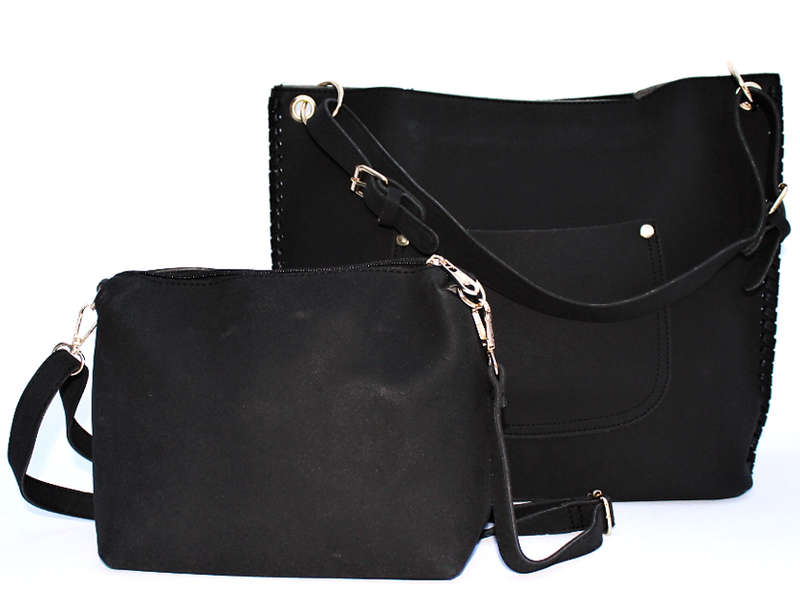 2 Piece Faux Suede Tote Bag with Vanity