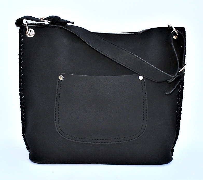 2 Piece Faux Suede Tote Bag with Vanity