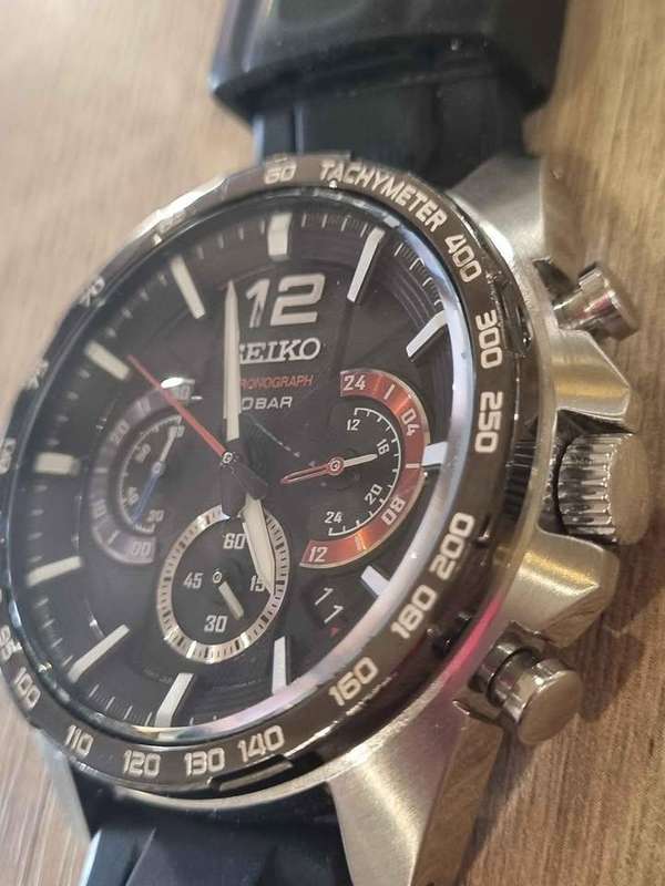 ##  Seiko Chronograph Model Ssb347pi watch Rubber strap great condition ##