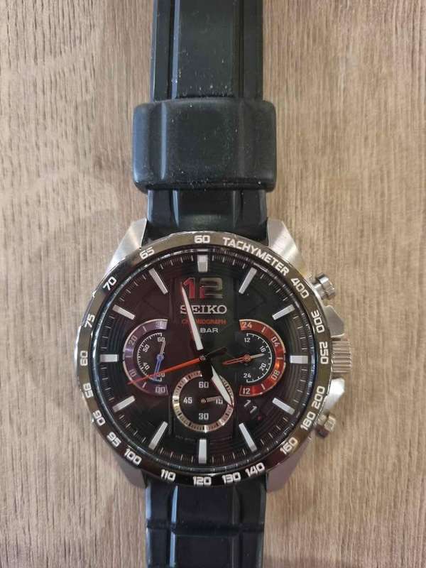 ##  Seiko Chronograph Model Ssb347pi watch Rubber strap great condition ##