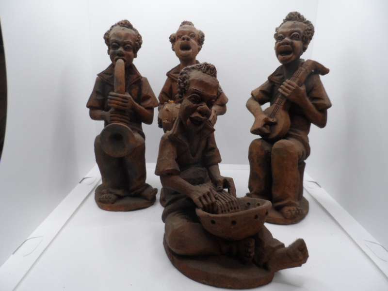 FOUR MUSICIANS , CLAY,  `4 TO 21 CM TALL