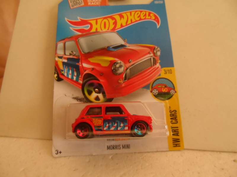 HOT WHEELS 2016 ART CARS SERIES MORRIS MINI COOPER - sealed long card-[m53]