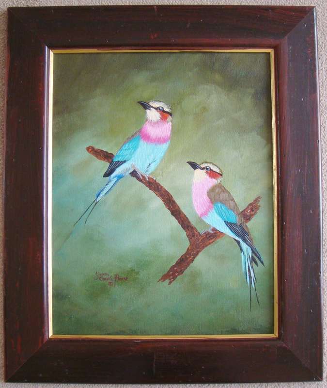 `Lilac Breasted Roller`  - Framed  -   Painted by Yvonne Carola-Pearce  -  Size 500mm x 420mm