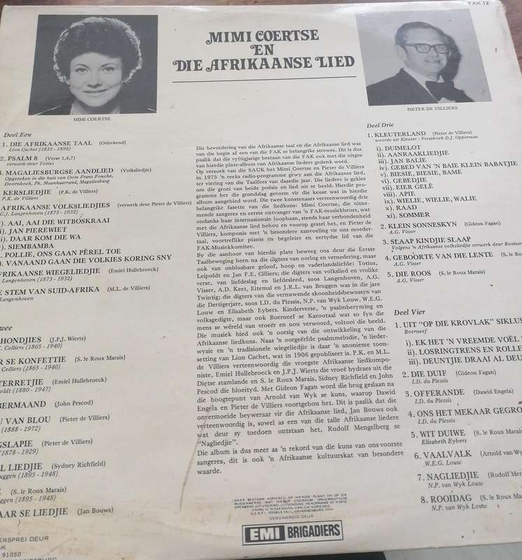Mimi Coertse en Die Afrikaanse Lied Double LP