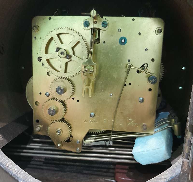 Mauthe Westminster (Movement W500} Chime Clock to Restore -worked & stopped no glass, pendelum & key