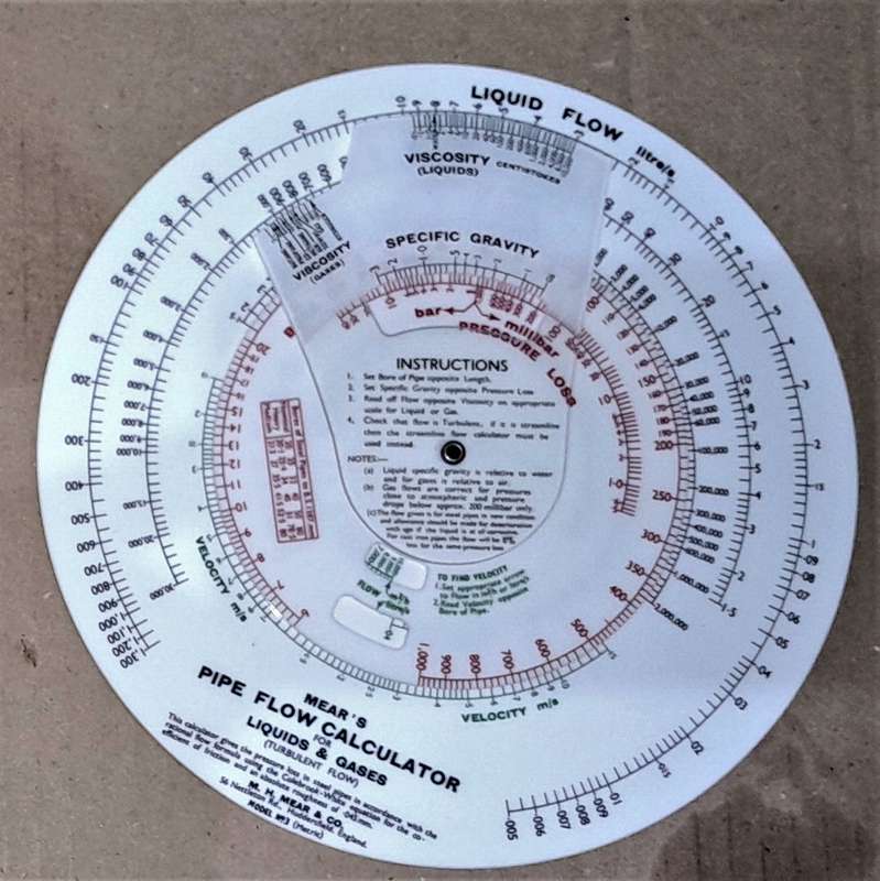 Vintage Pipe Flow Calculator - Liquid & Gas -  MH Maer & Co