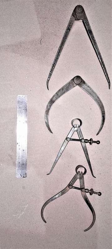4 Calipers ,(incl 2 LS Starret) + a 6" Rabone Ruler