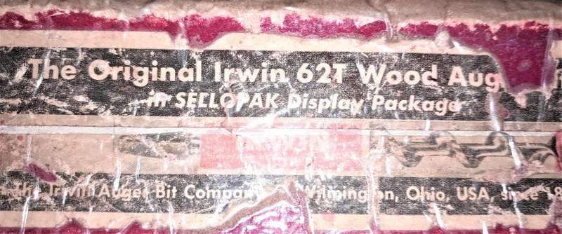 3 Irwin Bits With Box - 1x 62T No2 Auger Bit & 2x 1R Drill Press Bits