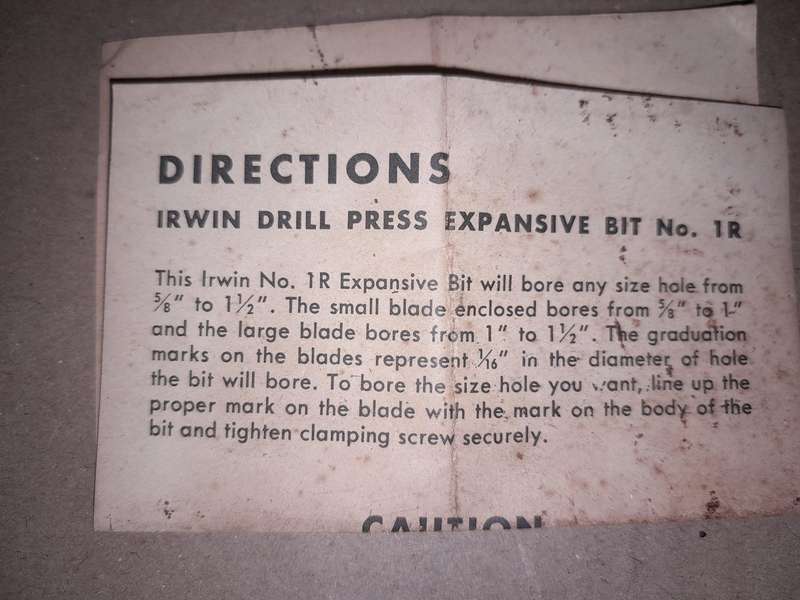 3 Irwin Bits With Box - 1x 62T No2 Auger Bit & 2x 1R Drill Press Bits