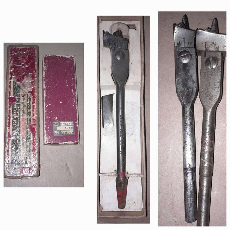 3 Irwin Bits With Box - 1x 62T No2 Auger Bit & 2x 1R Drill Press Bits