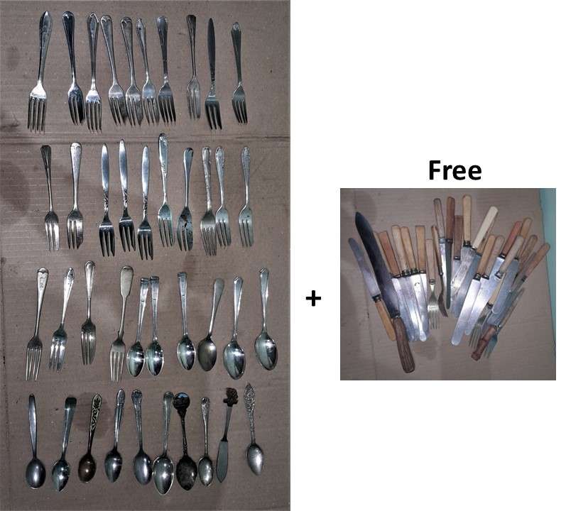 40 Vintage Desert Forks & Teaspoons + Free lot - R1 Start per Fork/spoon - 20c increment