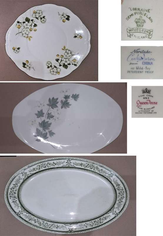 3 Vintage Platters - Queen Ann, Noritake, Wood & Sons