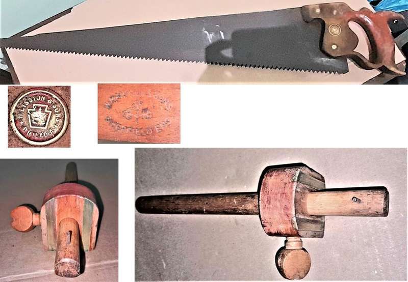Antique early 1900s Disston Saw + a Marples Marking gauge